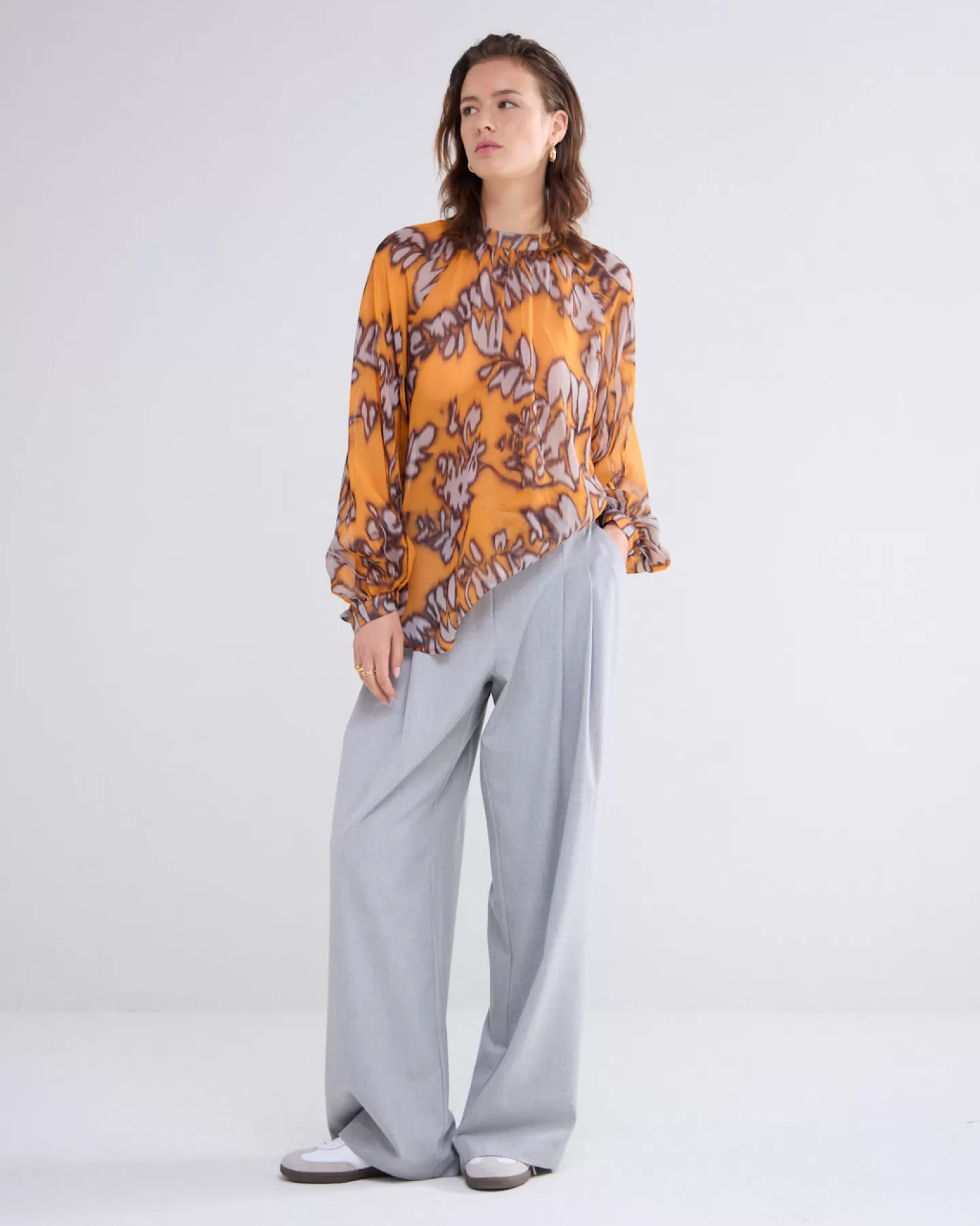 Tops & T-Shirts>Summum 2-in-1 Top Met Gerimpelde Hals Oranje