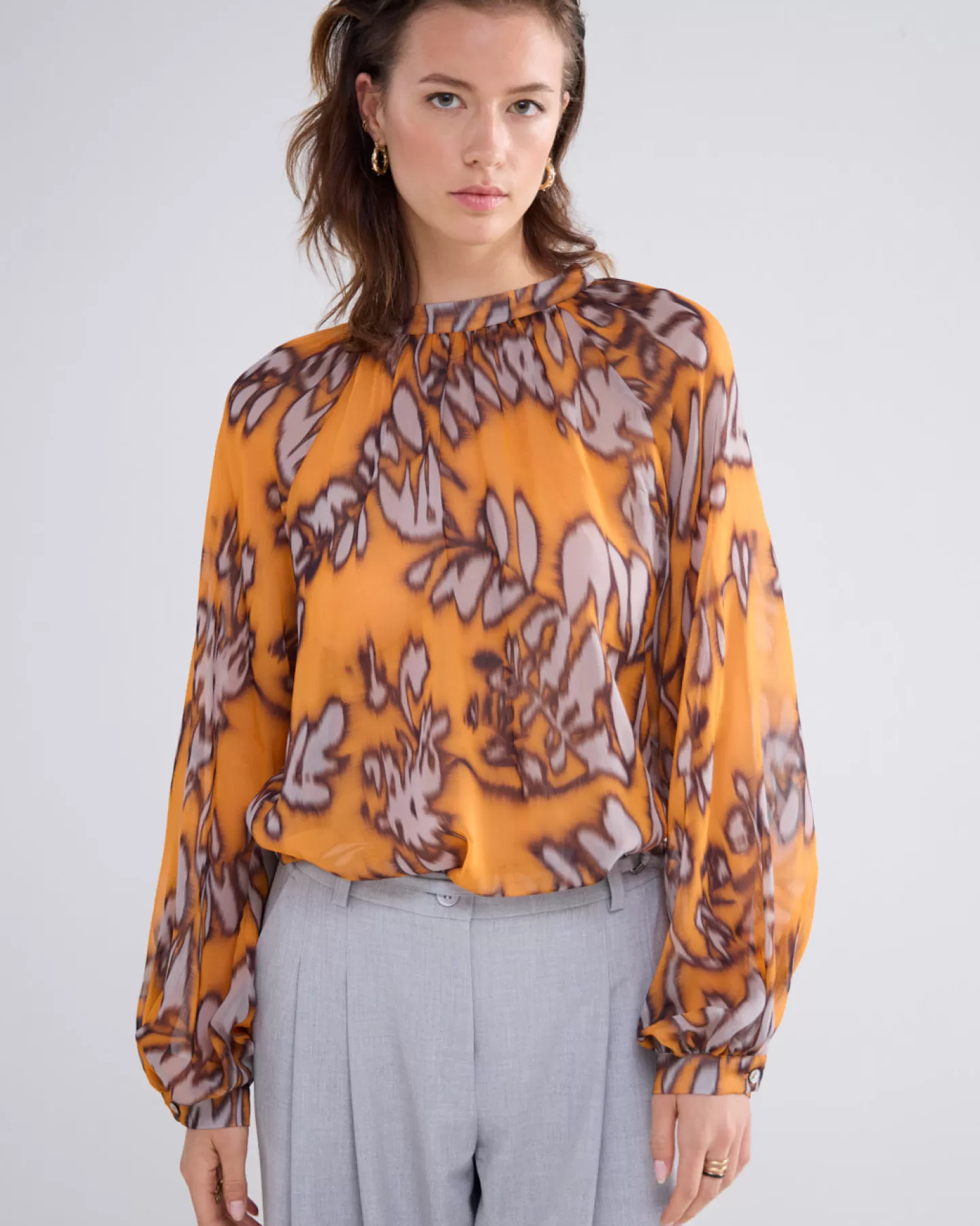 Tops & T-Shirts>Summum 2-in-1 Top Met Gerimpelde Hals Oranje