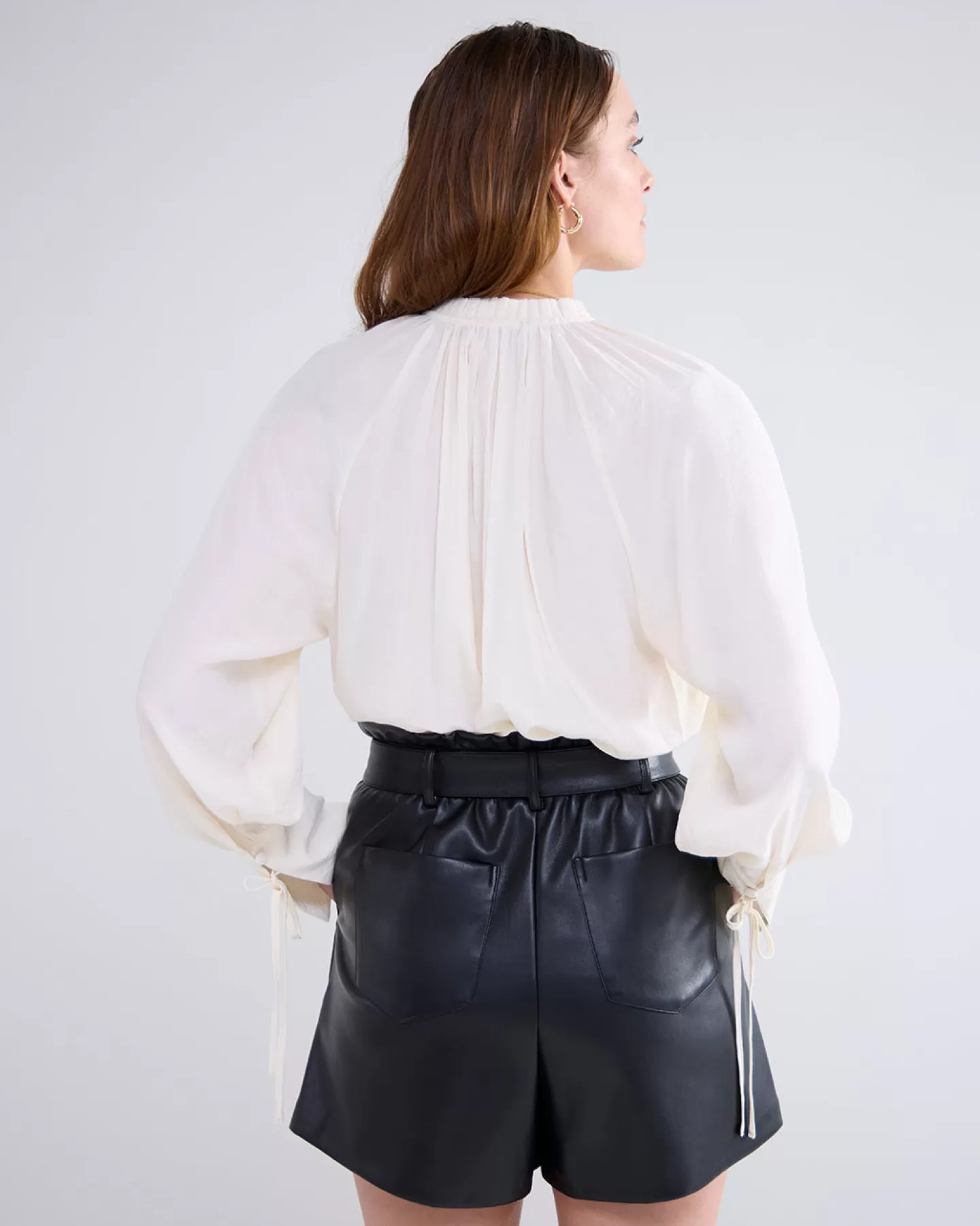 Blouses>Summum Blouse Met Franjes En Opstaande Kraag Crème