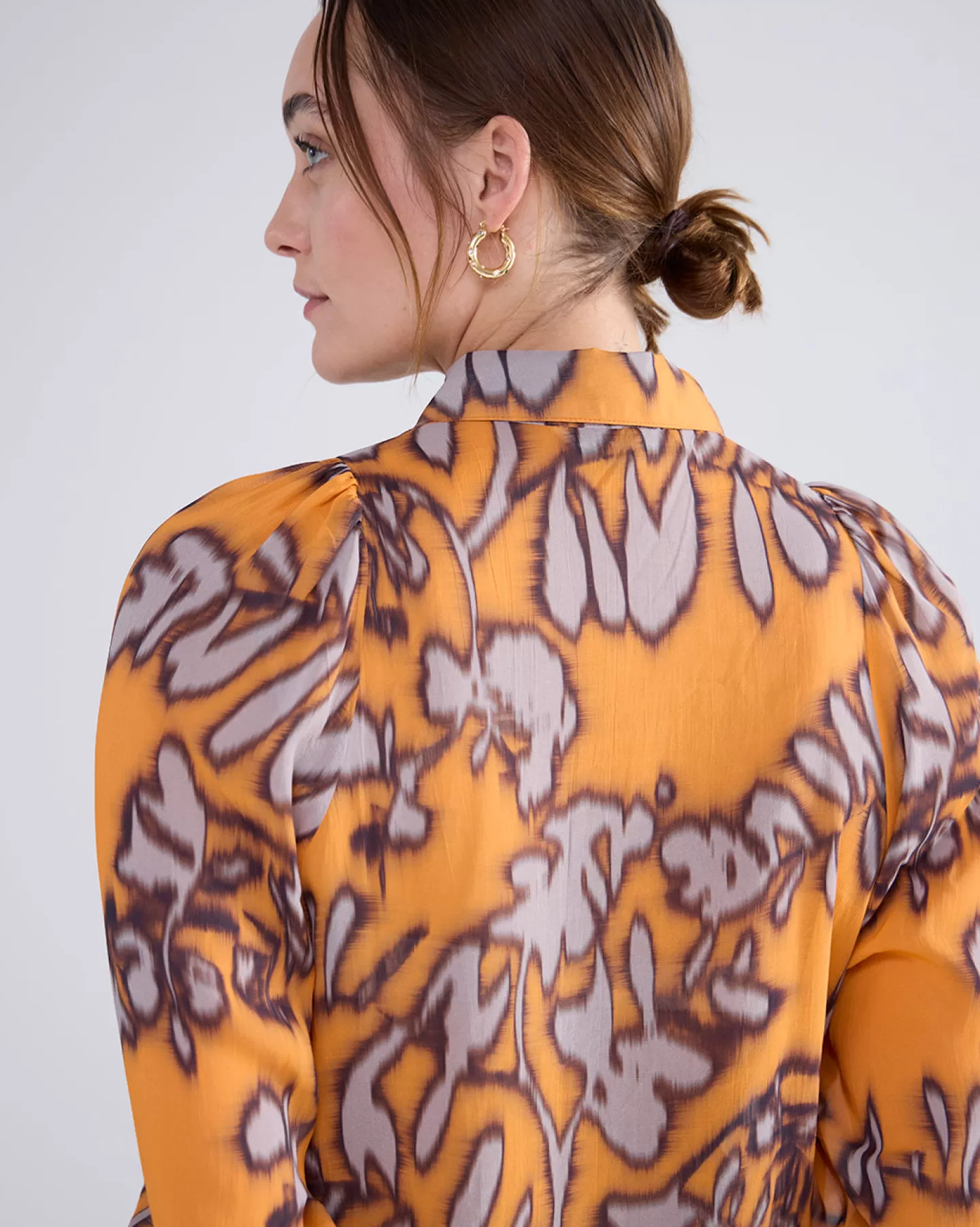 Blouses>Summum Blouse Met Pofmouwen Oranje