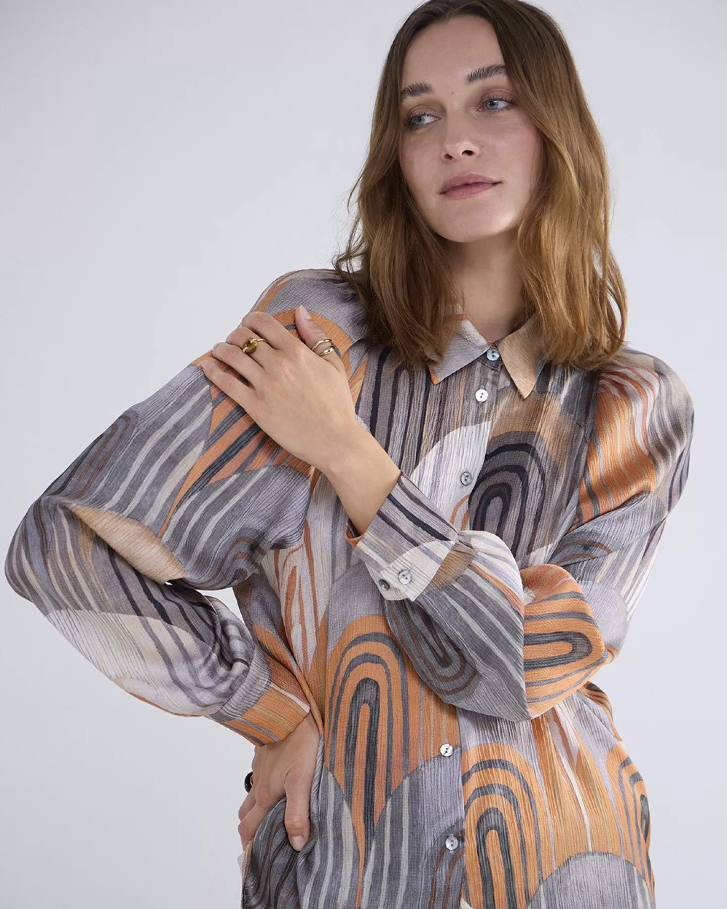 Blouses>Summum Blouse Met Pofmouwen En Structuur Multicolor