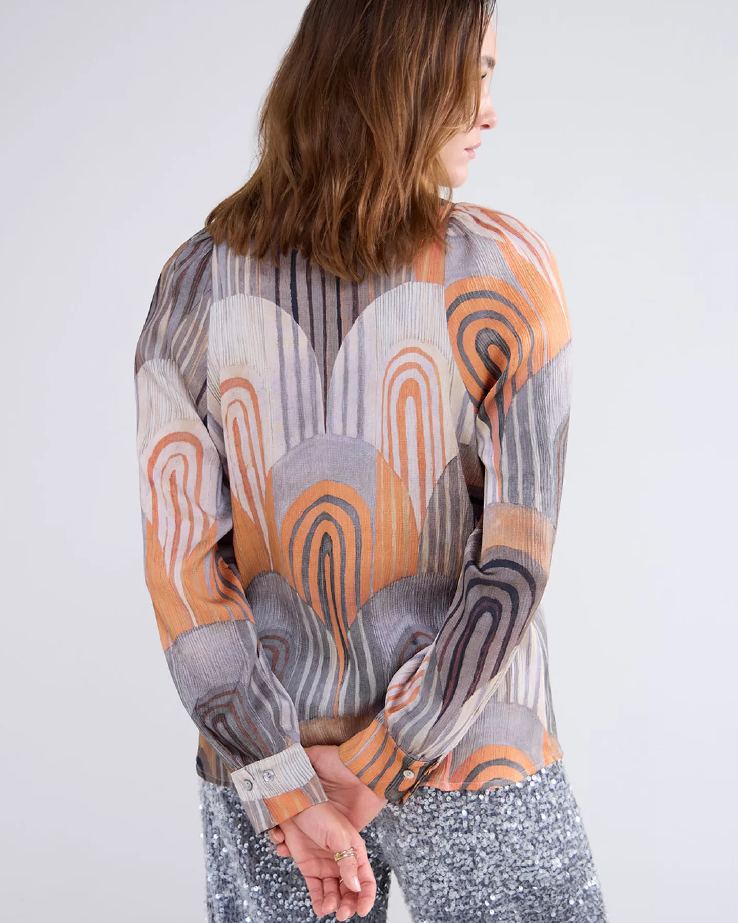 Blouses>Summum Blouse Met Pofmouwen En Structuur Multicolor