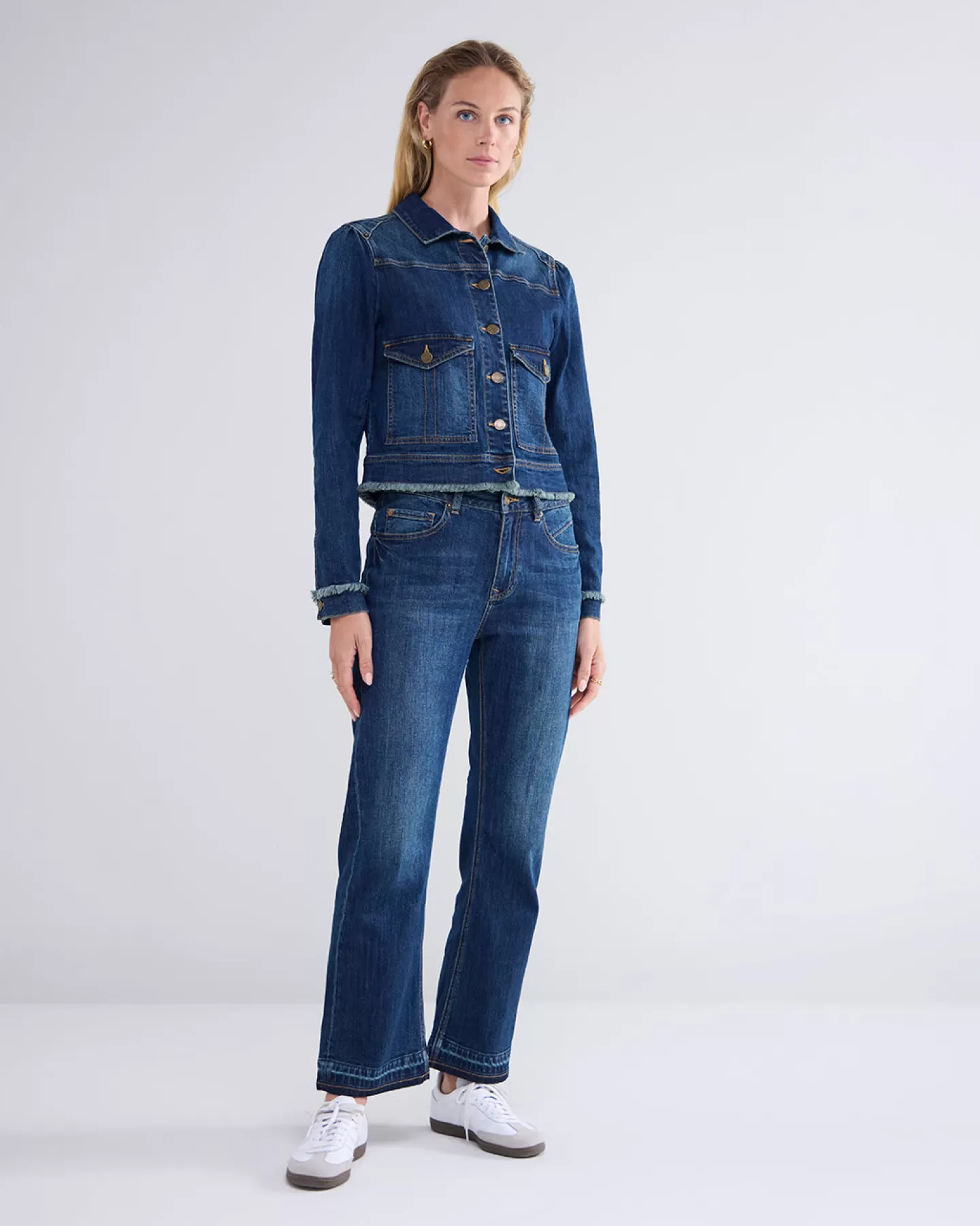 Jeans>Summum Bootcut Cropped Jeans Blauw