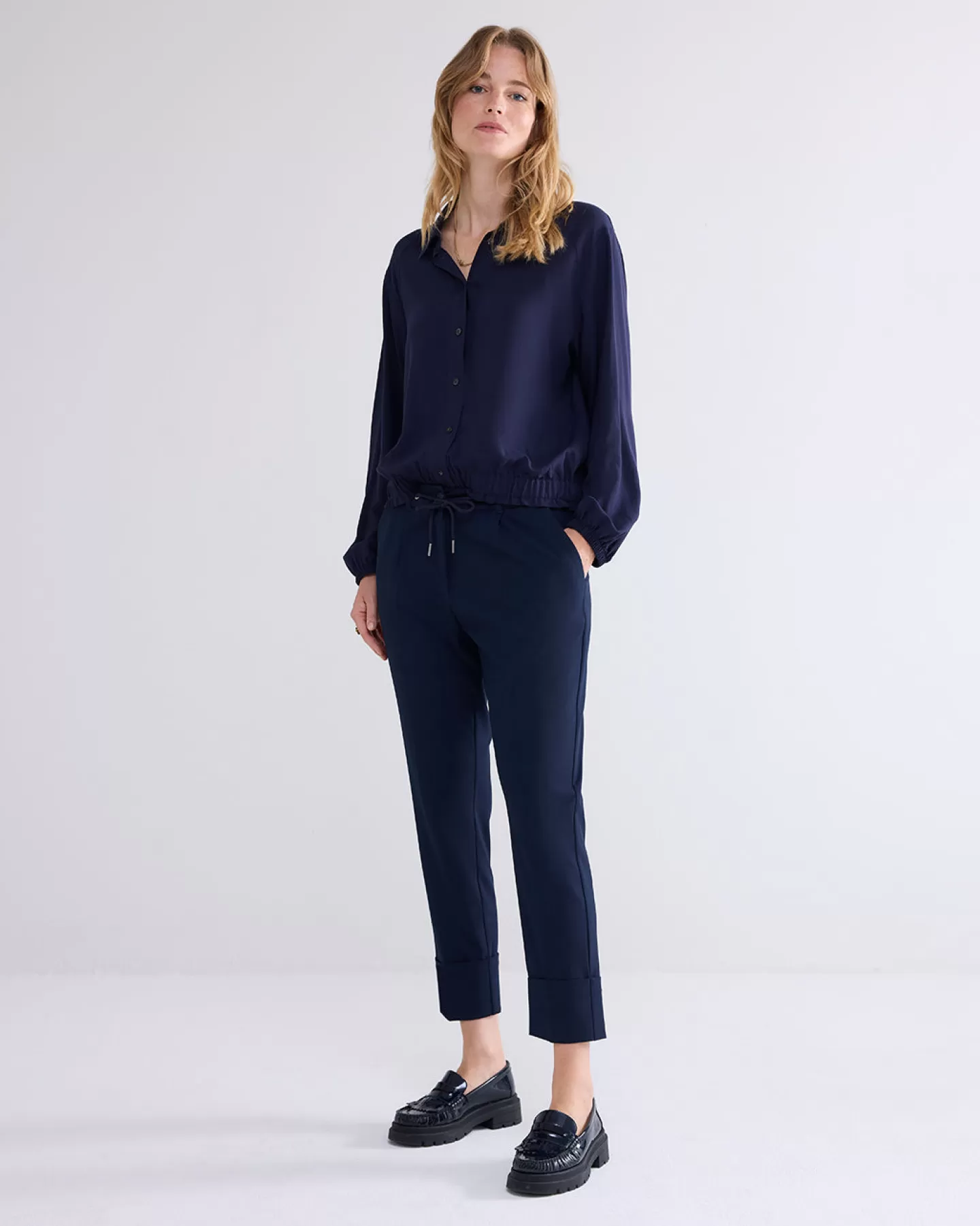 Broeken & Jumpsuits>Summum Broek Met Smalle Pijpen Blauw