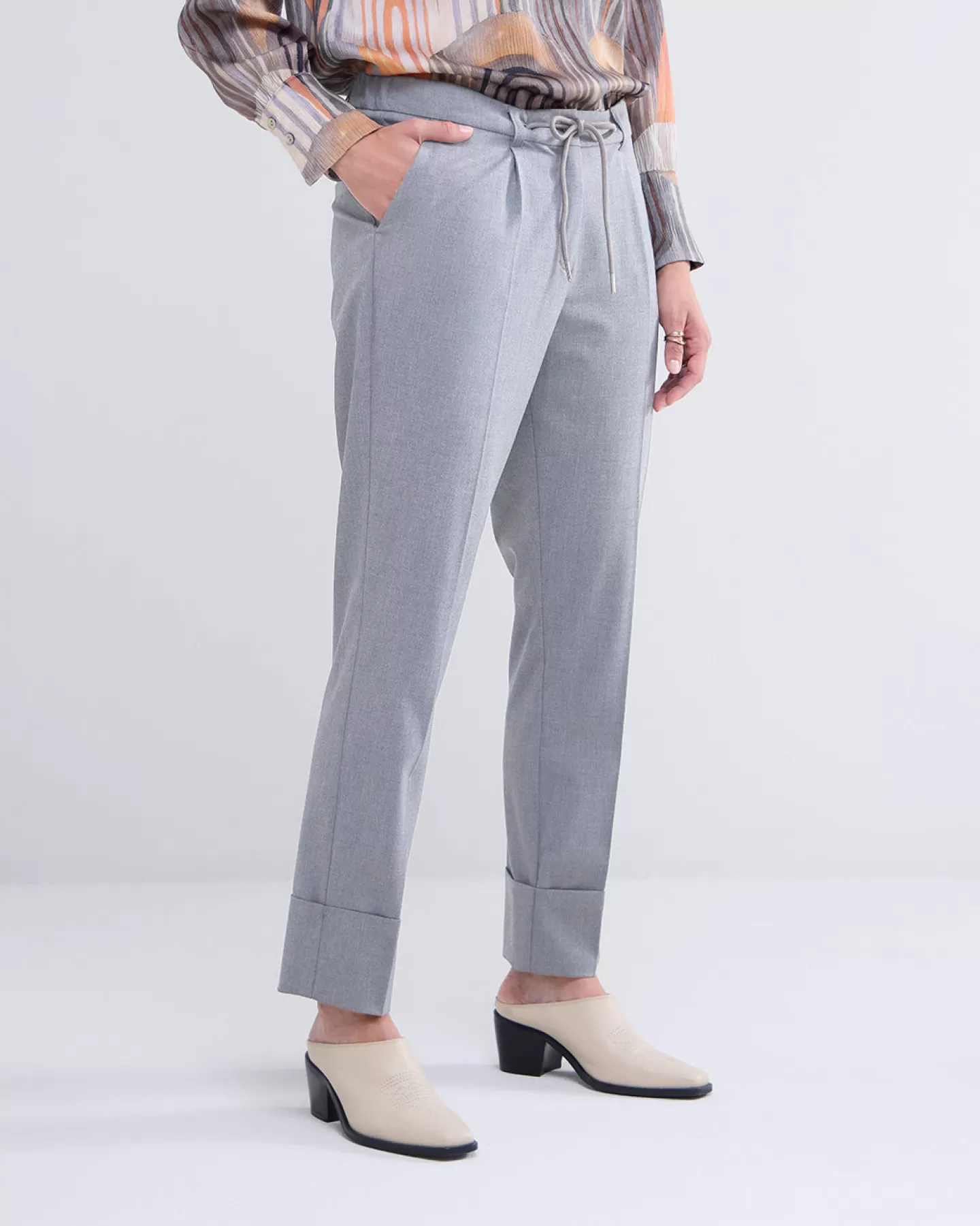 Broeken & Jumpsuits>Summum Broek Met Smalle Pijpen Grijs