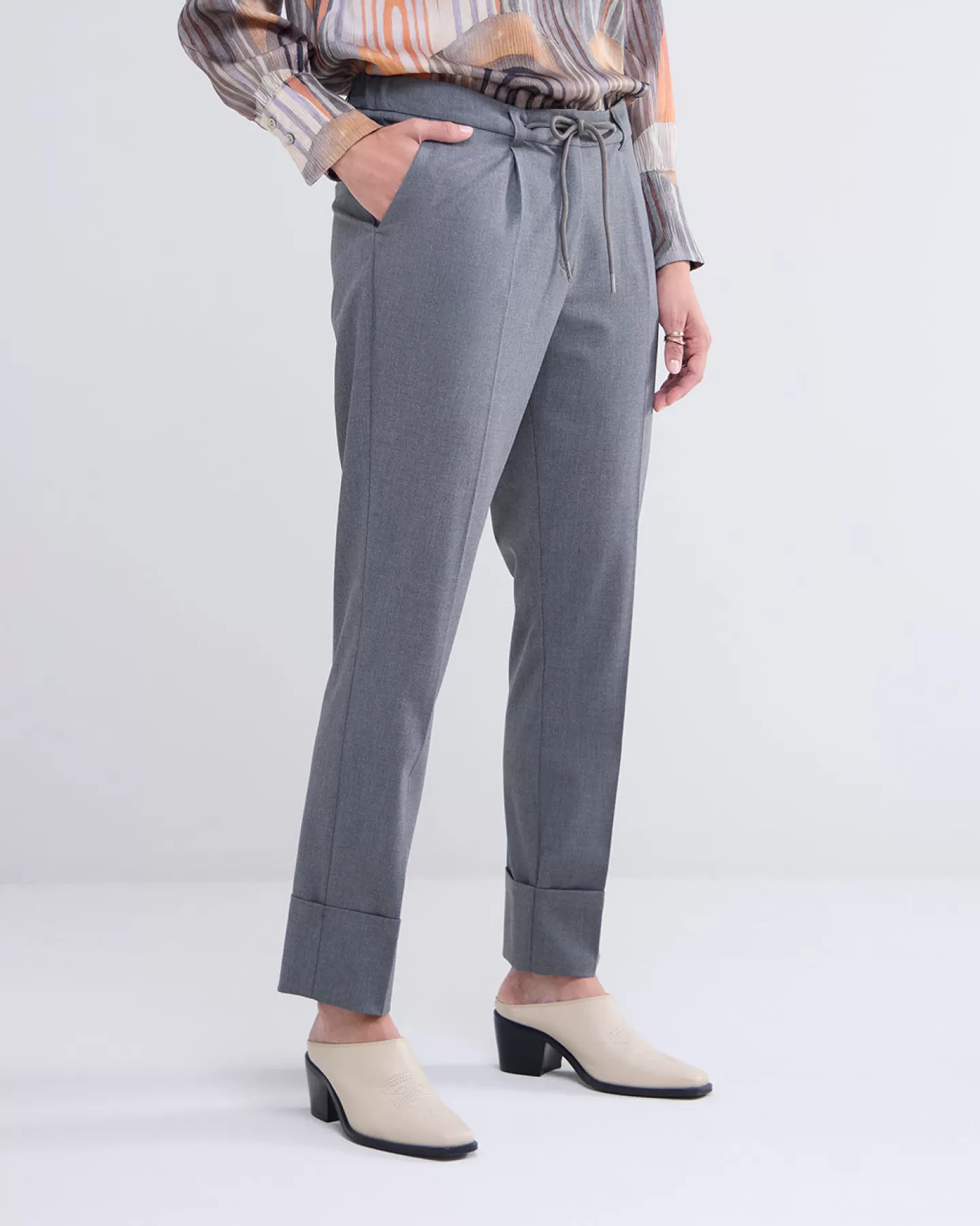 Broeken & Jumpsuits>Summum Broek Met Smalle Pijpen Grijs