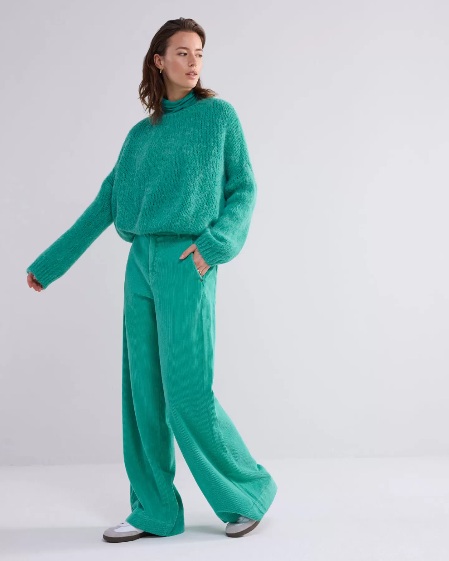 Broeken & Jumpsuits>Summum Broek Met Wijde Pijpen Groen