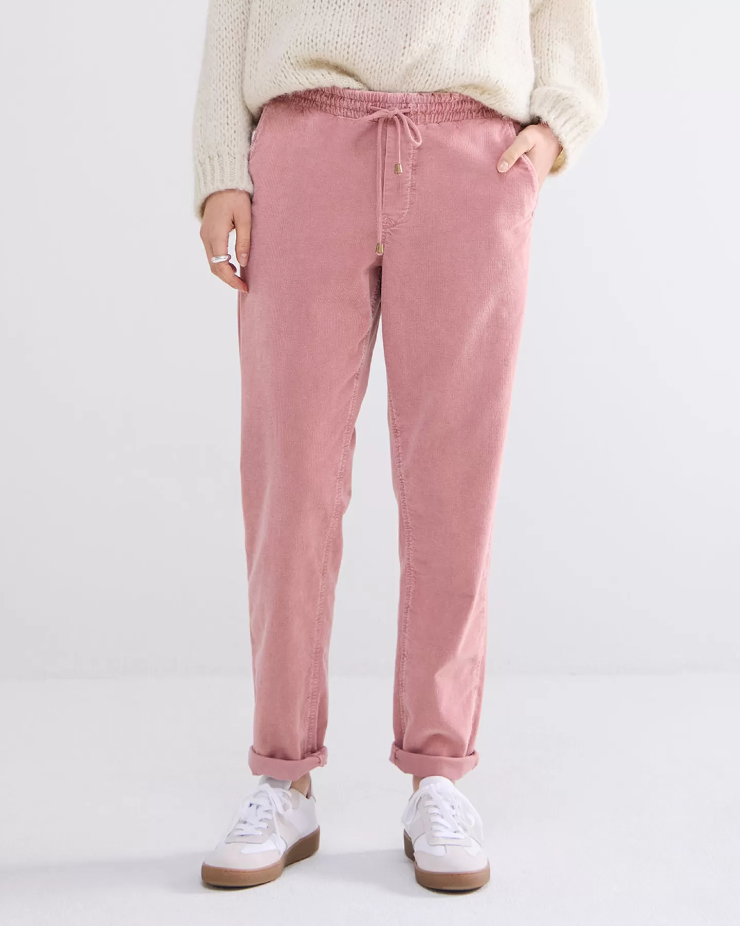 Broeken & Jumpsuits>Summum Chinobroek Ribstof Roze