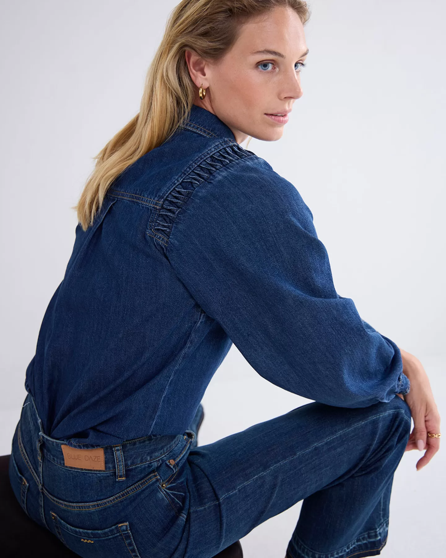 Blouses>Summum Denim Blouse Blauw