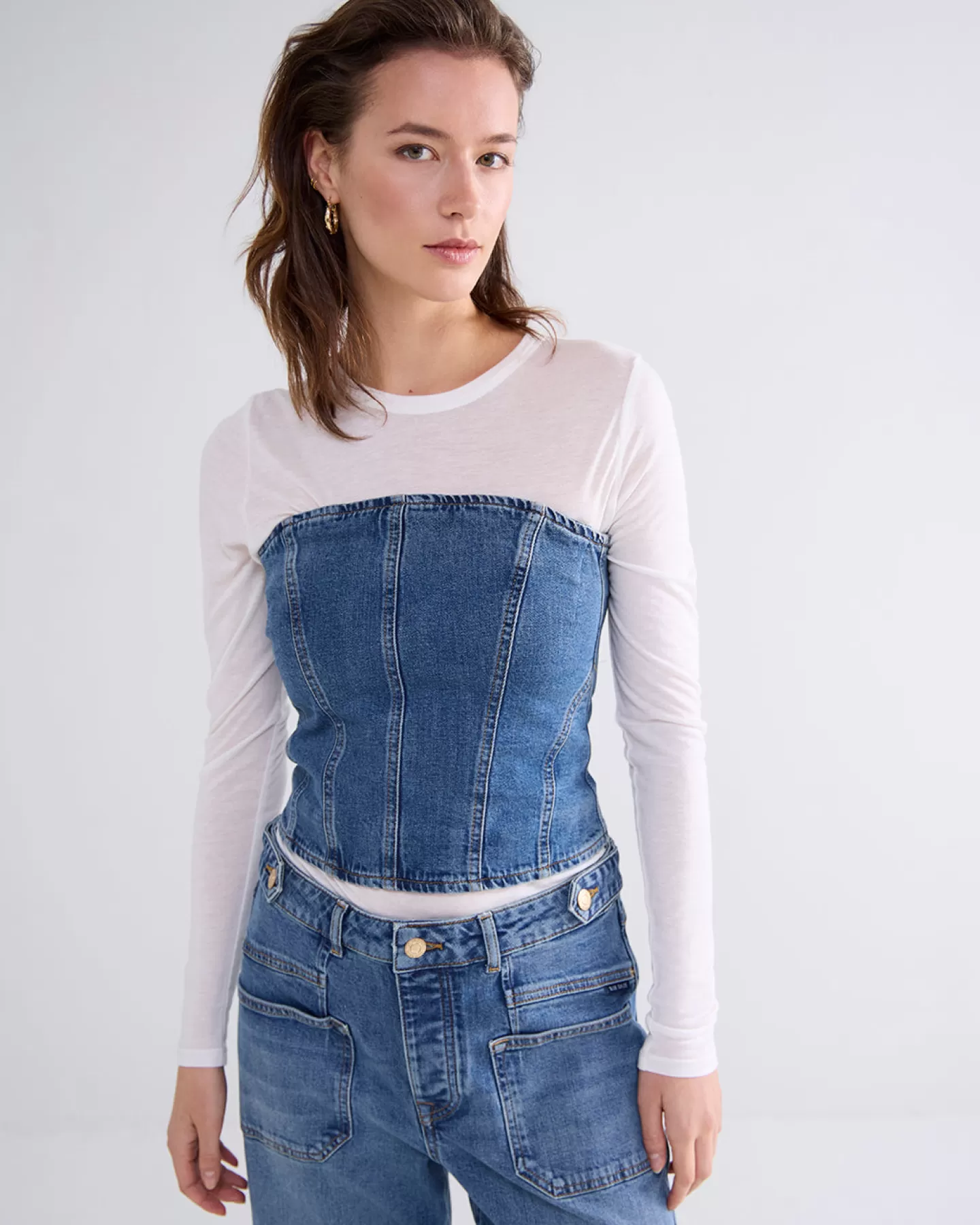 Tops & T-Shirts>Summum Denim Corset Blauw