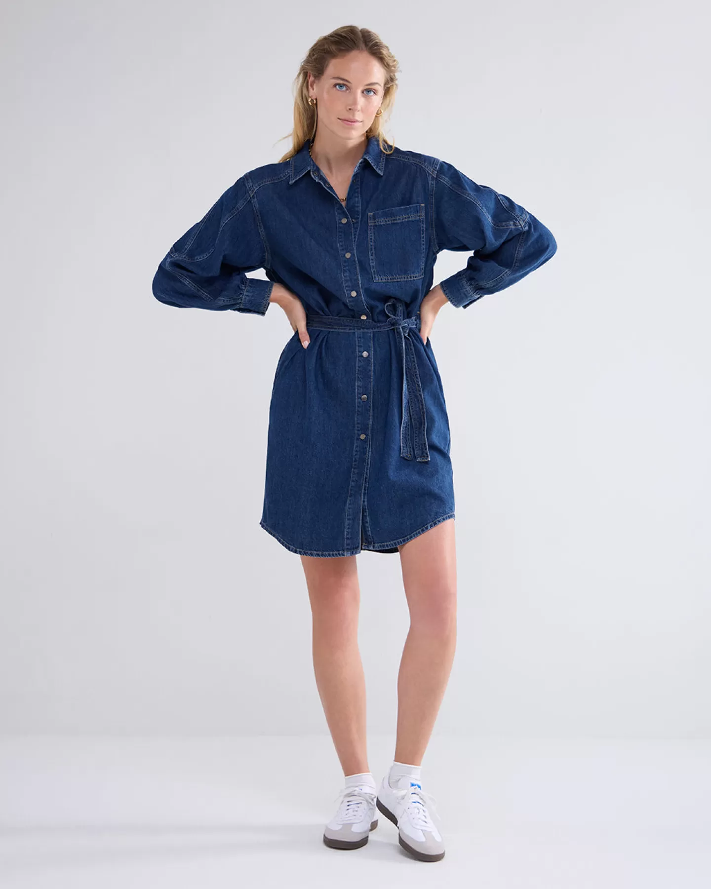 Jurken>Summum Denim Overhemdjurk Blauw