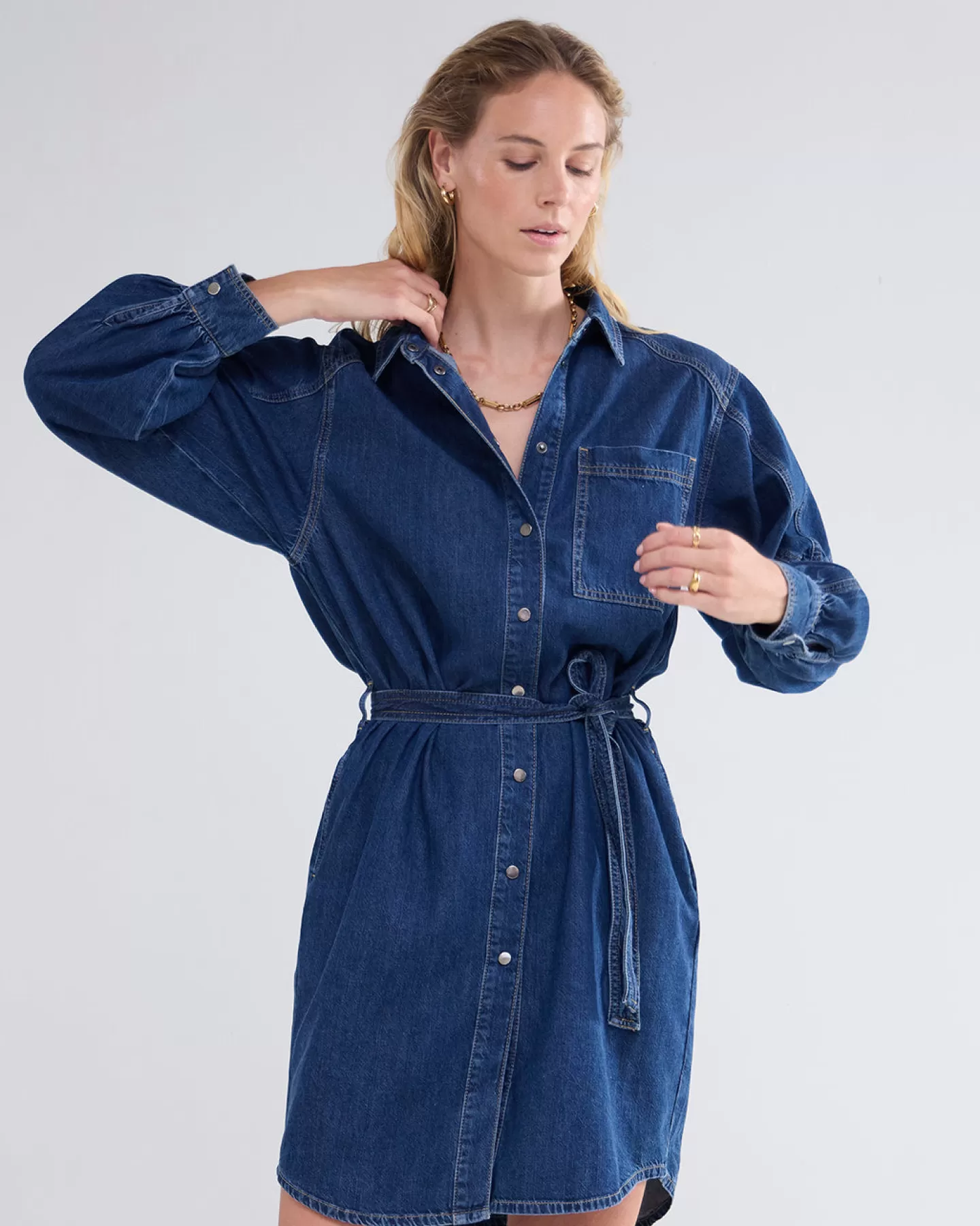 Jurken>Summum Denim Overhemdjurk Blauw