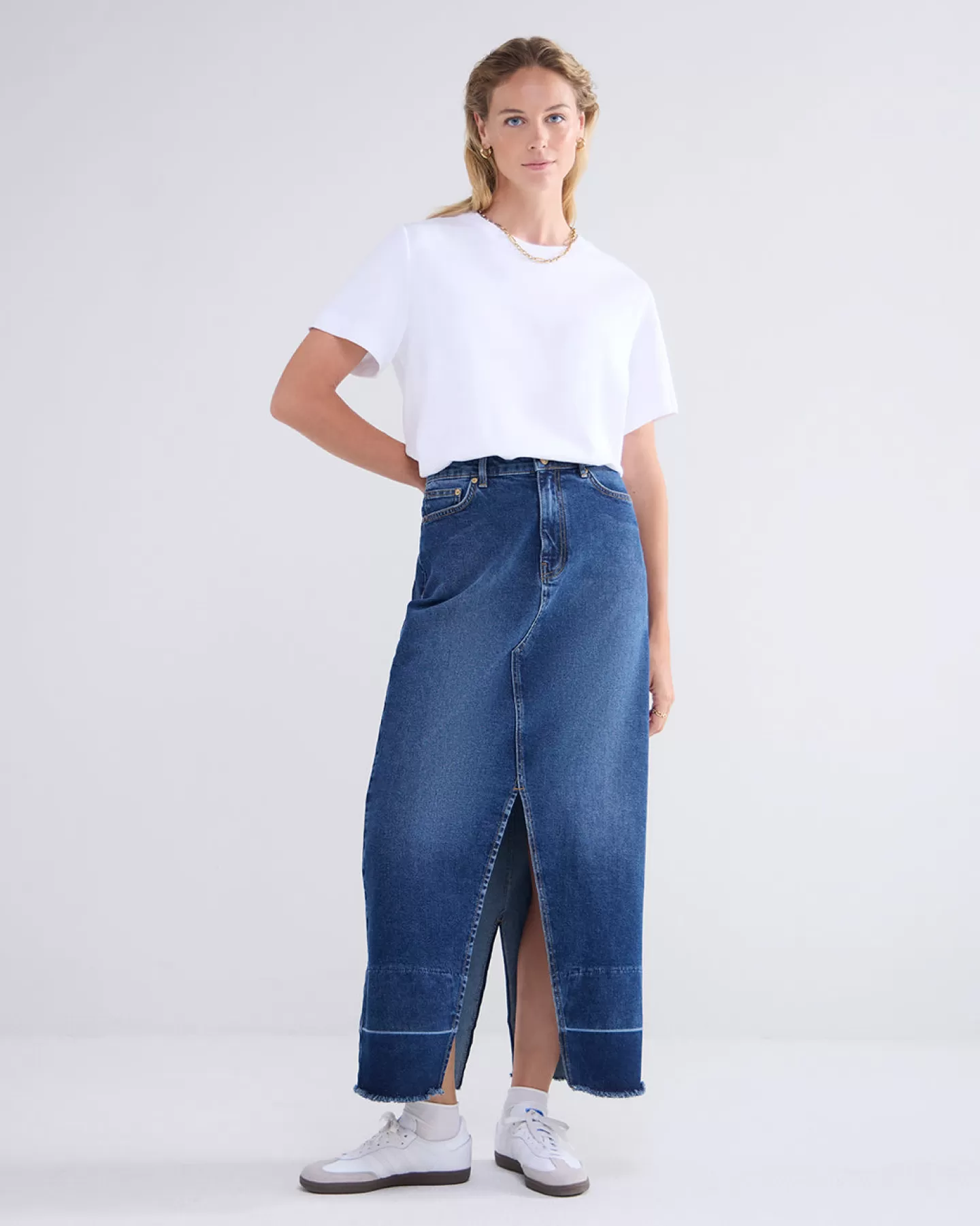 Rokken>Summum Denim Rok Hoge Split Blauw