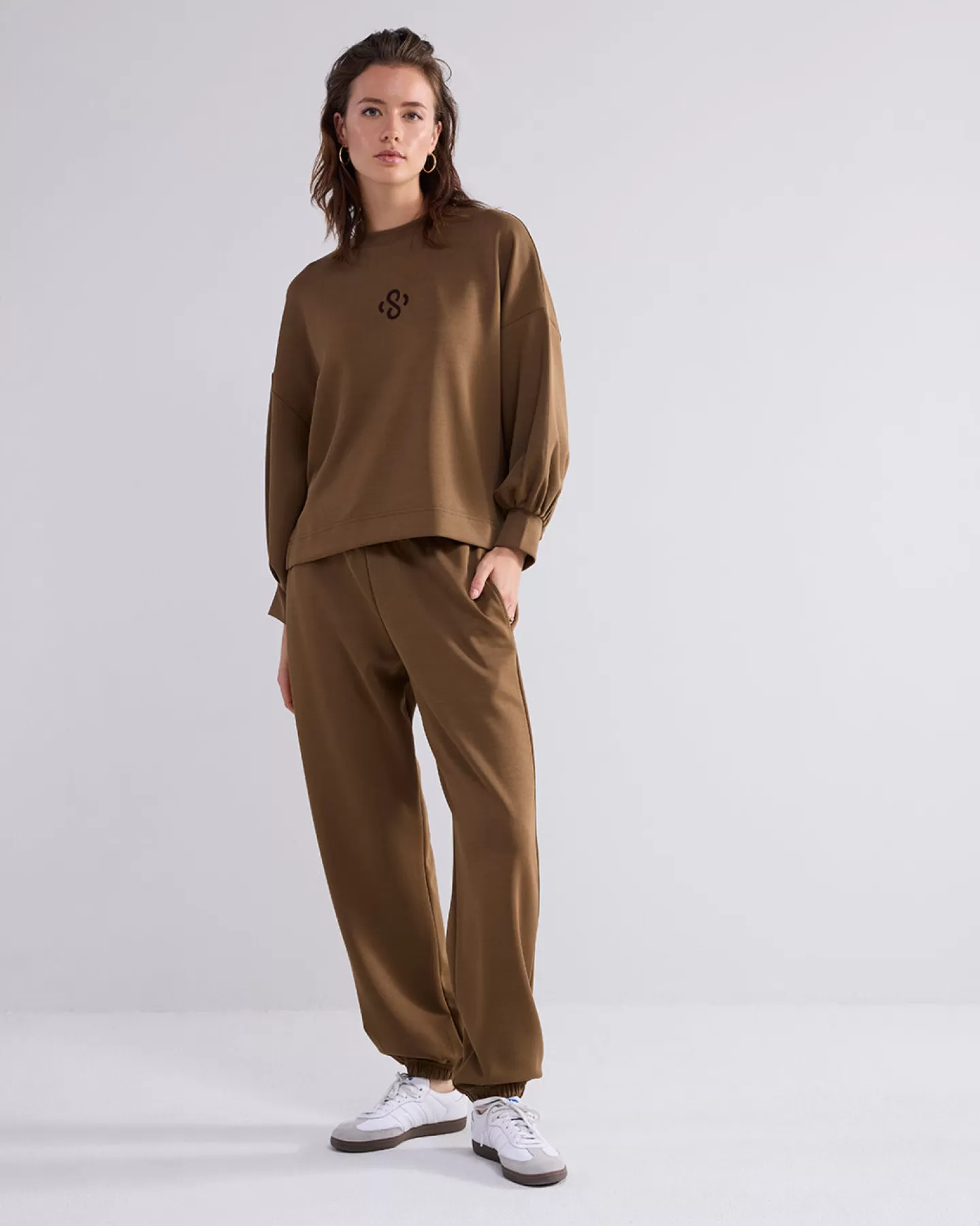 Broeken & Jumpsuits>Summum Jogger Pants Modal Scuba Groen