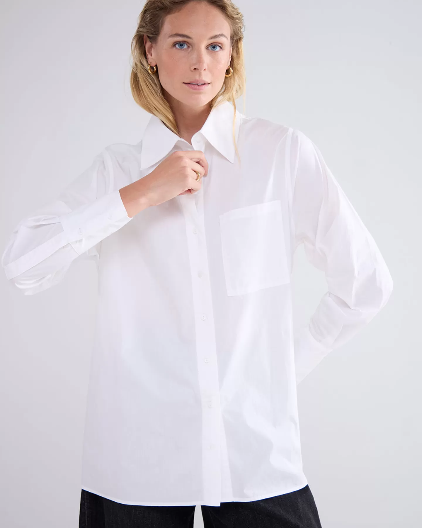 Basics | Blouses>Summum Klassieke Knoopjesblouse Wit