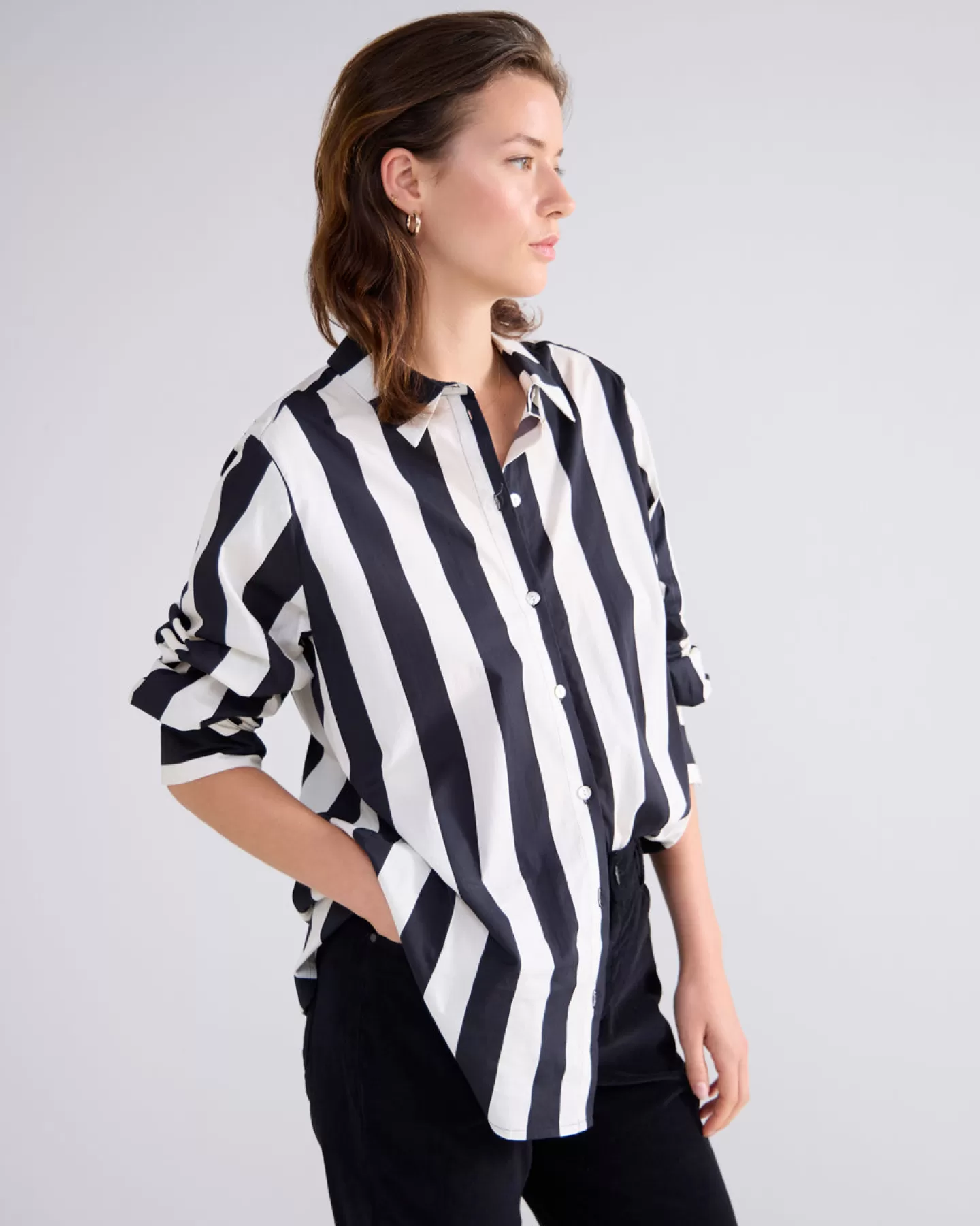 Blouses>Summum Klassieke Streepjesblouse Zwart