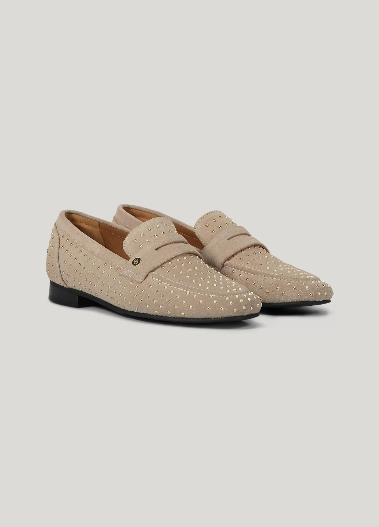 Schoenen>Summum Leren Loafers Gouden Studs Crème