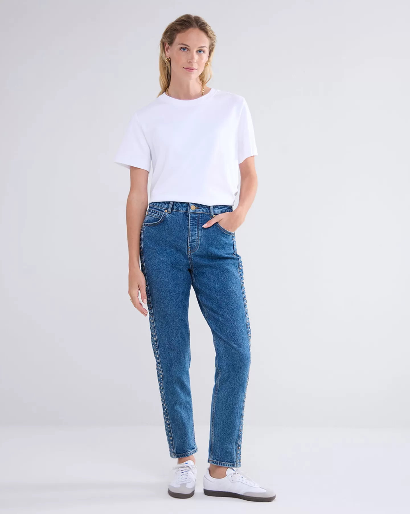 Jeans>Summum Moms Fit Jeans Met Studs Blauw