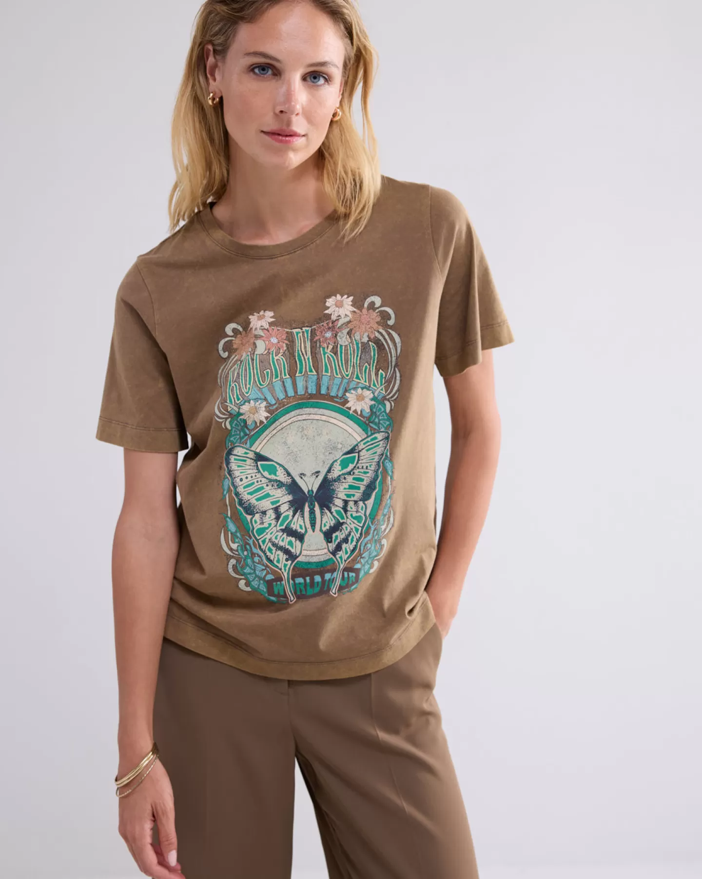 T-Shirts | Tops & T-Shirts>Summum Round Neck T-shirt Met Print Groen