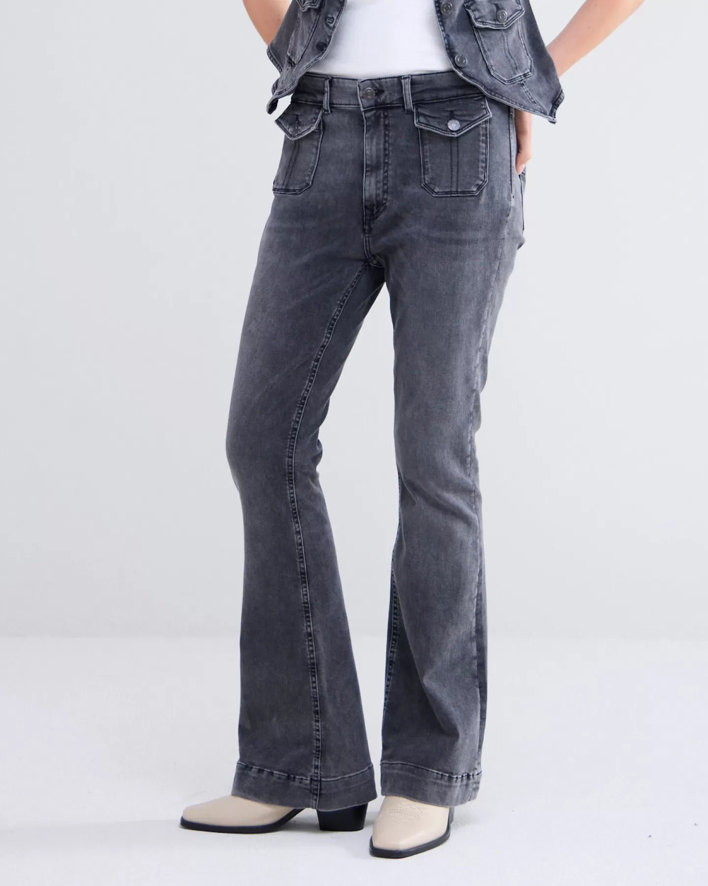 Jeans>Summum Skinny Flared Jeans Zwart