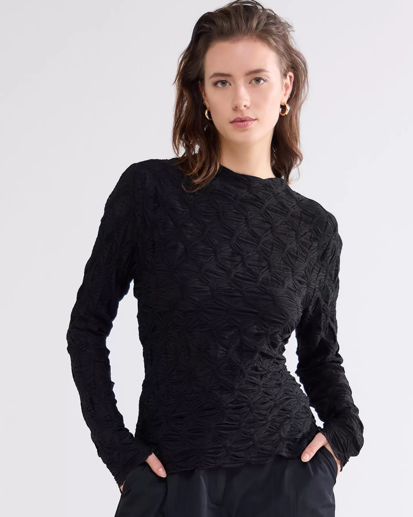 Tops & T-Shirts>Summum Spider Mesh Top Zwart