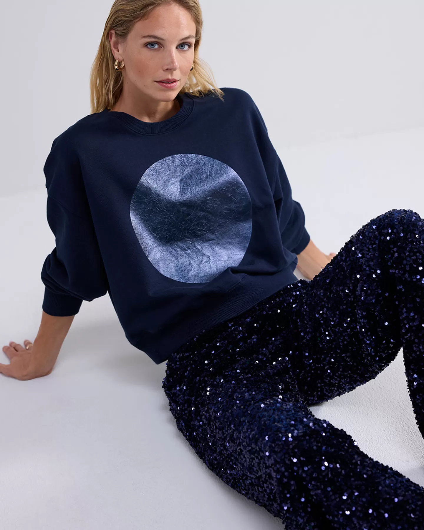 Truien & Vesten>Summum Sweater Metallic Artwork Blauw