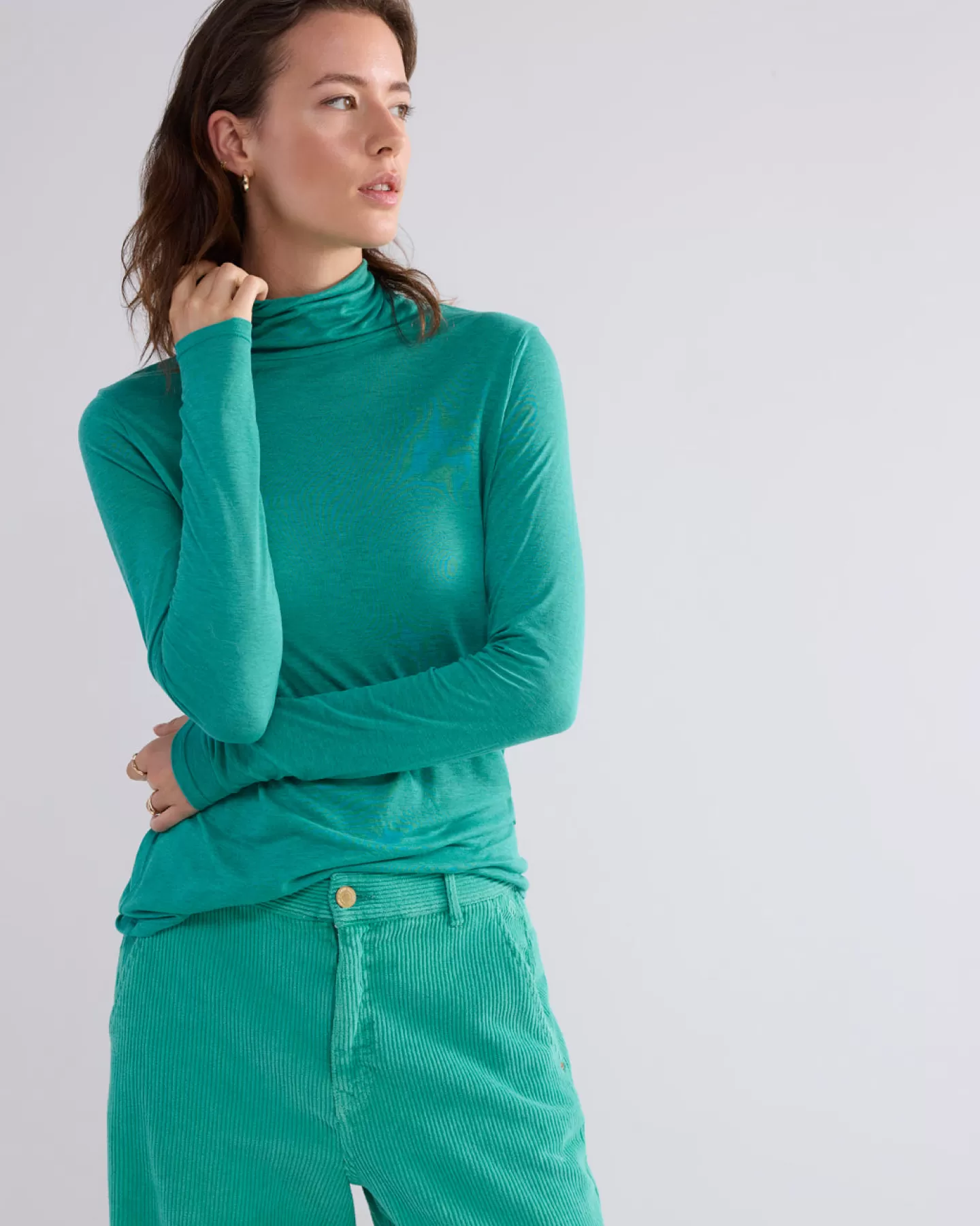 Tops & T-Shirts>Summum Top Met Col Groen