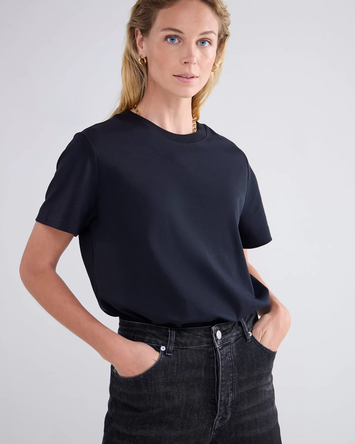 Basics>Summum Top Met Korte Mouwen Zwart