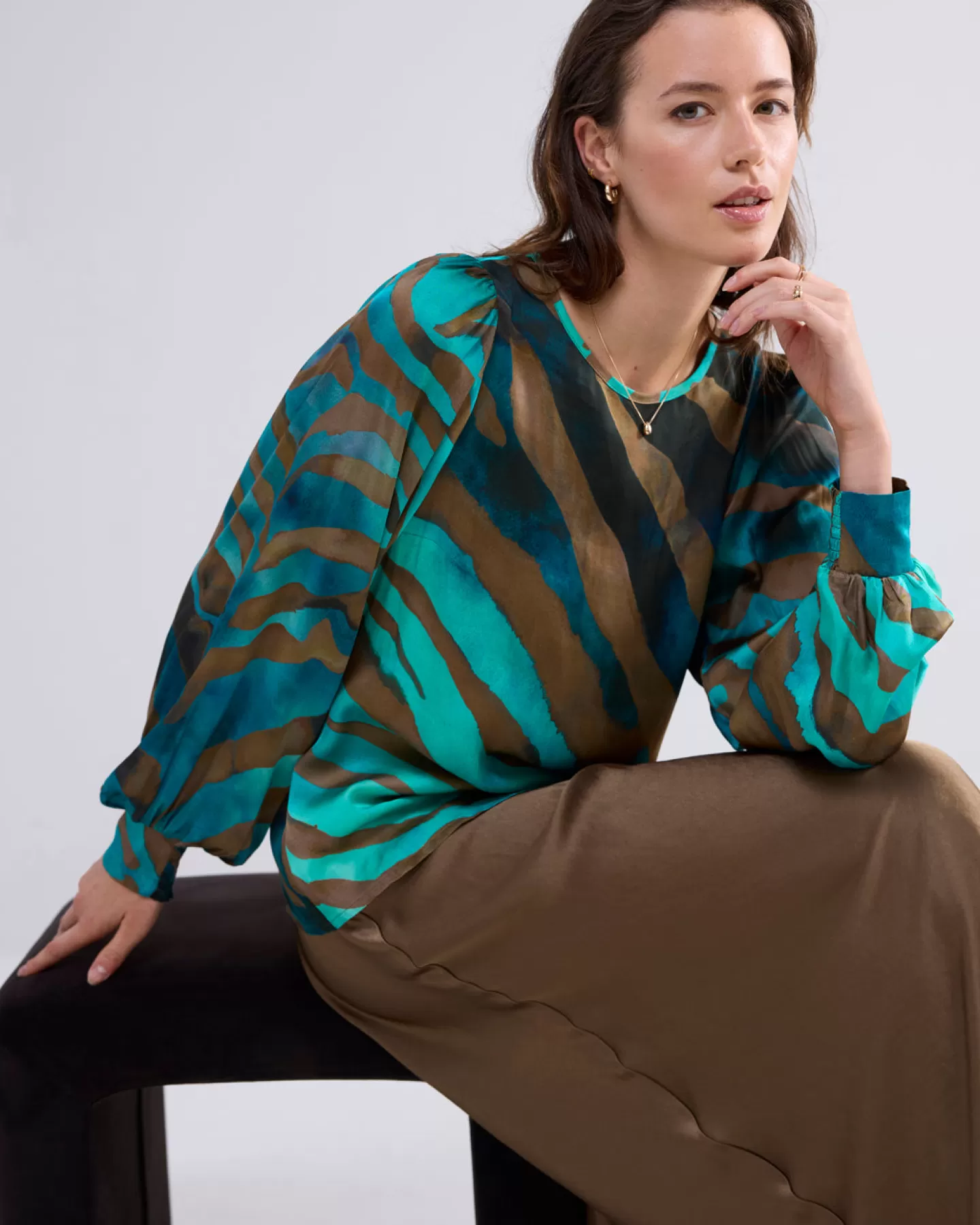 Blouses>Summum Top Met Ronde Hals Groen