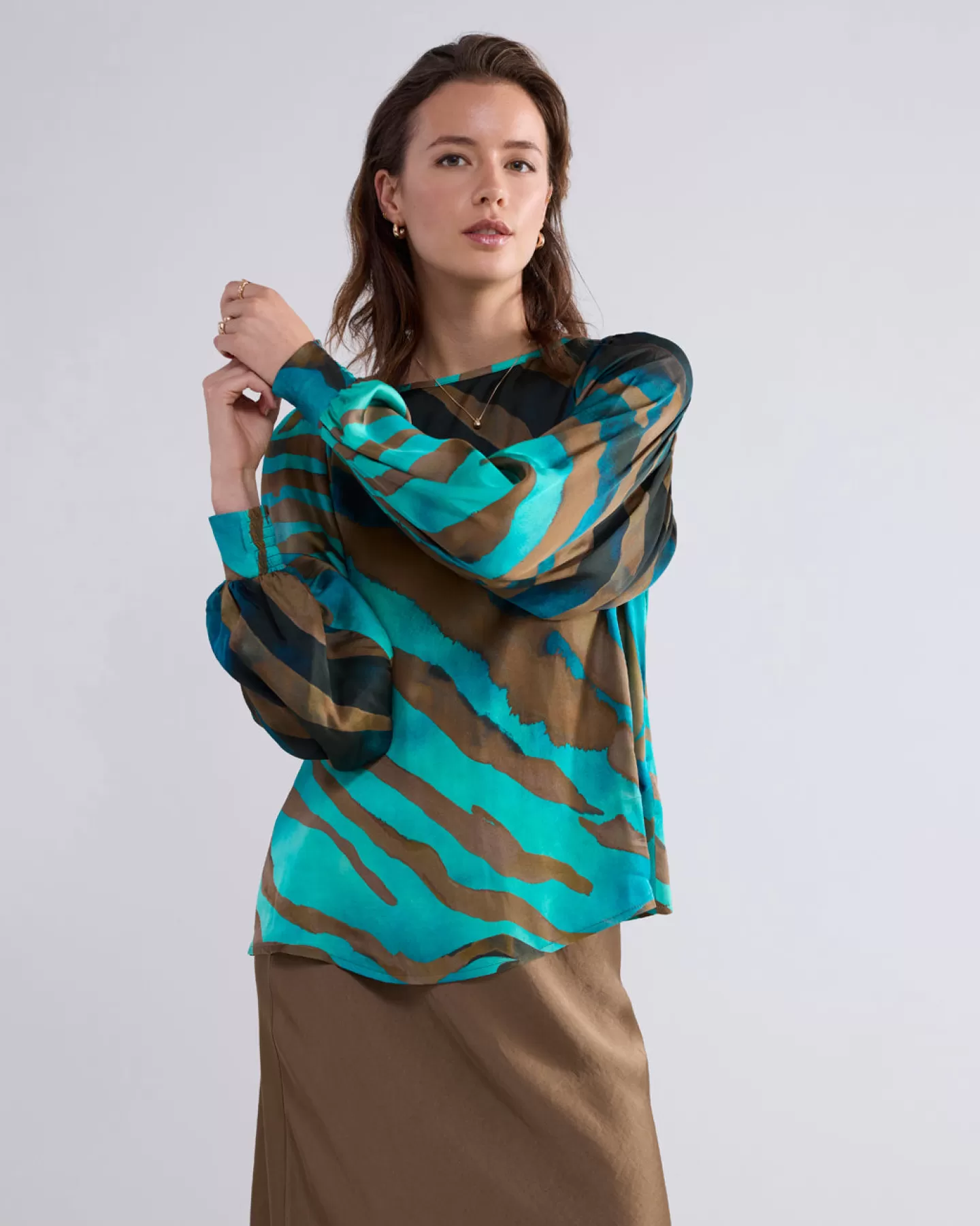 Blouses>Summum Top Met Ronde Hals Groen