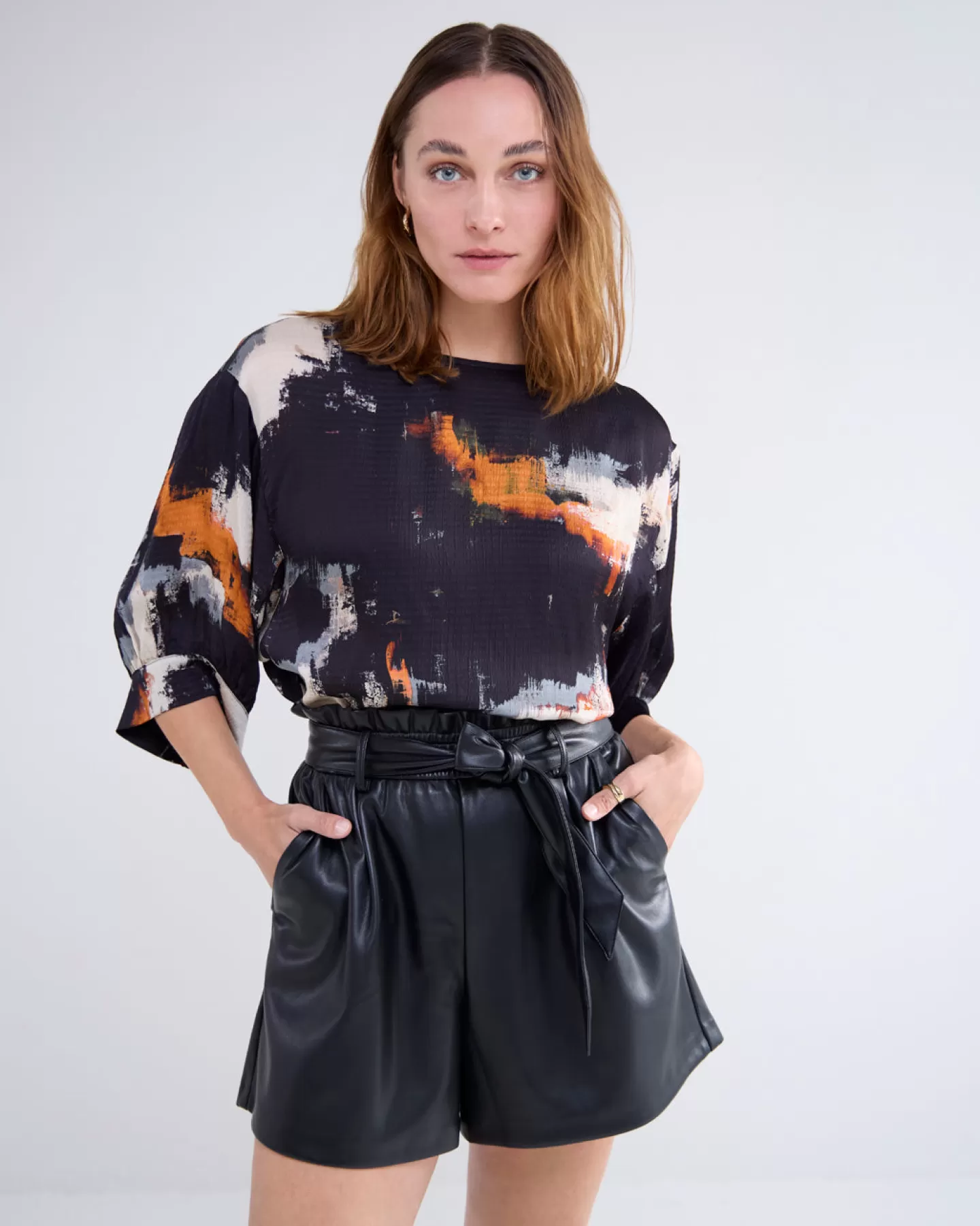 Tops & T-Shirts>Summum Top Met Split En Wijde Mouwen Zwart