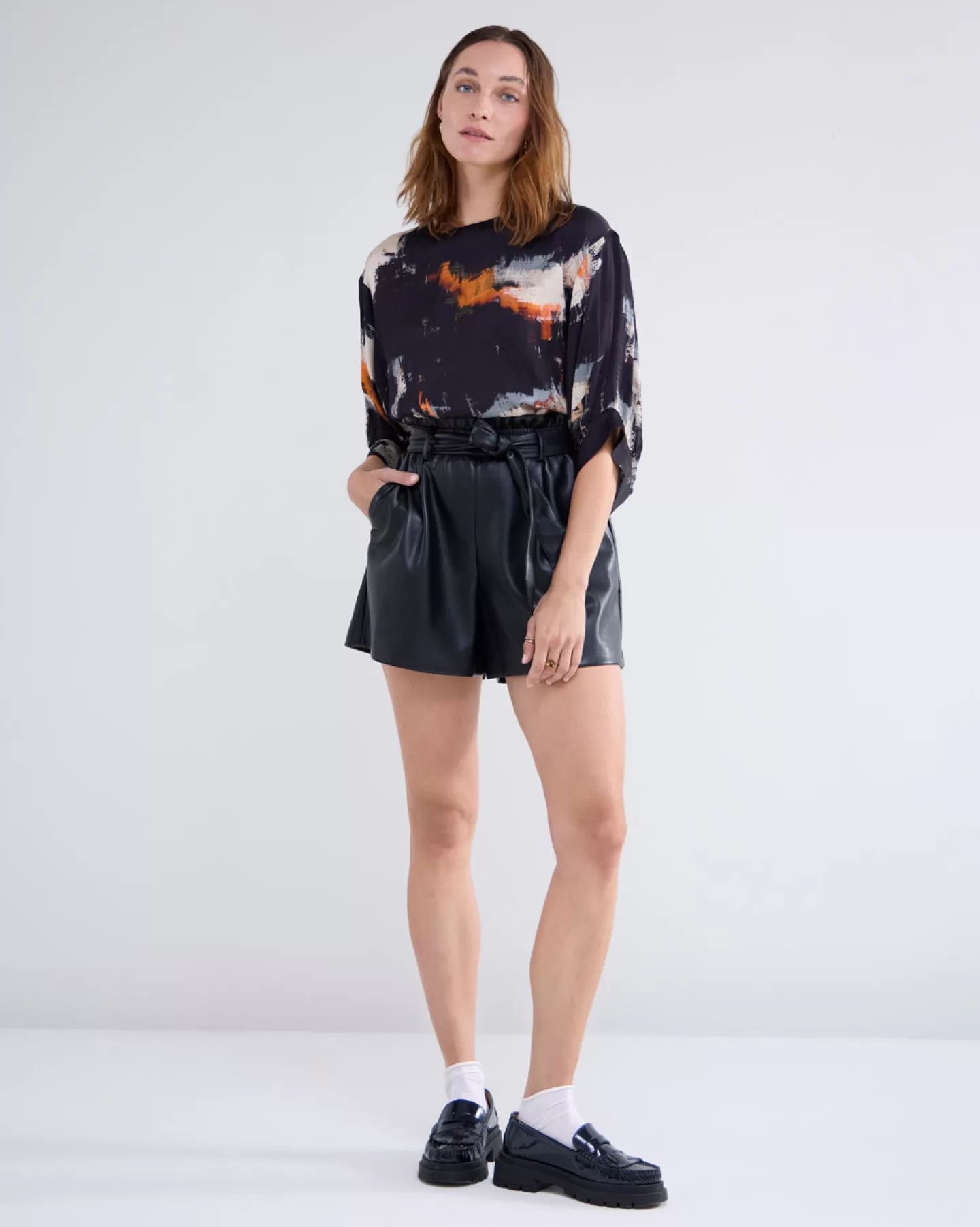 Tops & T-Shirts>Summum Top Met Split En Wijde Mouwen Zwart