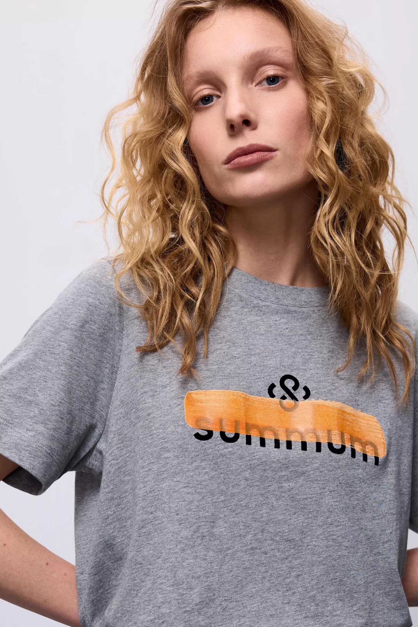 T-Shirts | Tops & T-Shirts>Summum Top Met Tekst Grijs