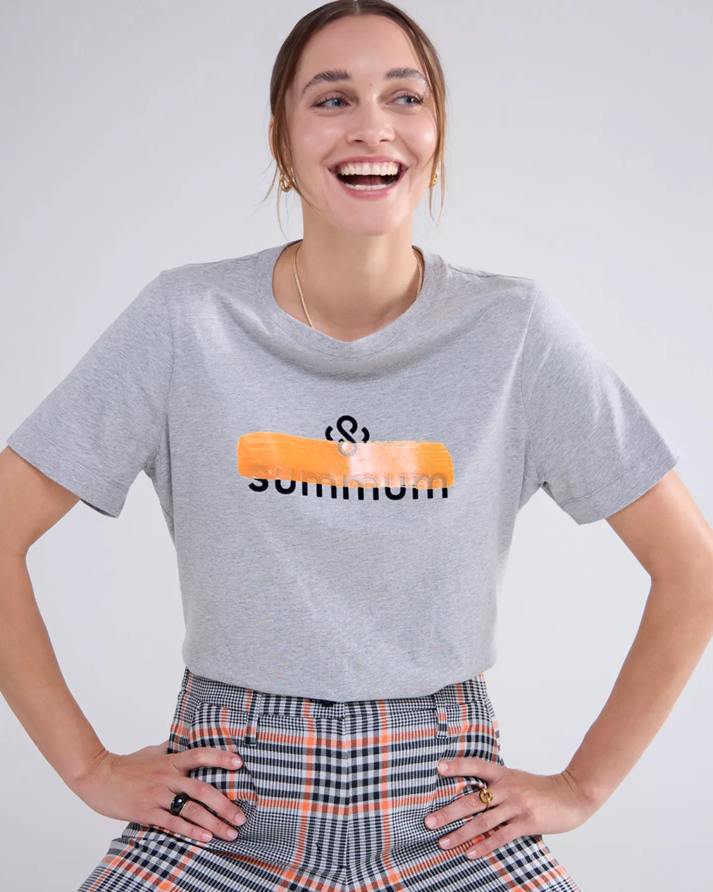 T-Shirts | Tops & T-Shirts>Summum Top Met Tekst Grijs