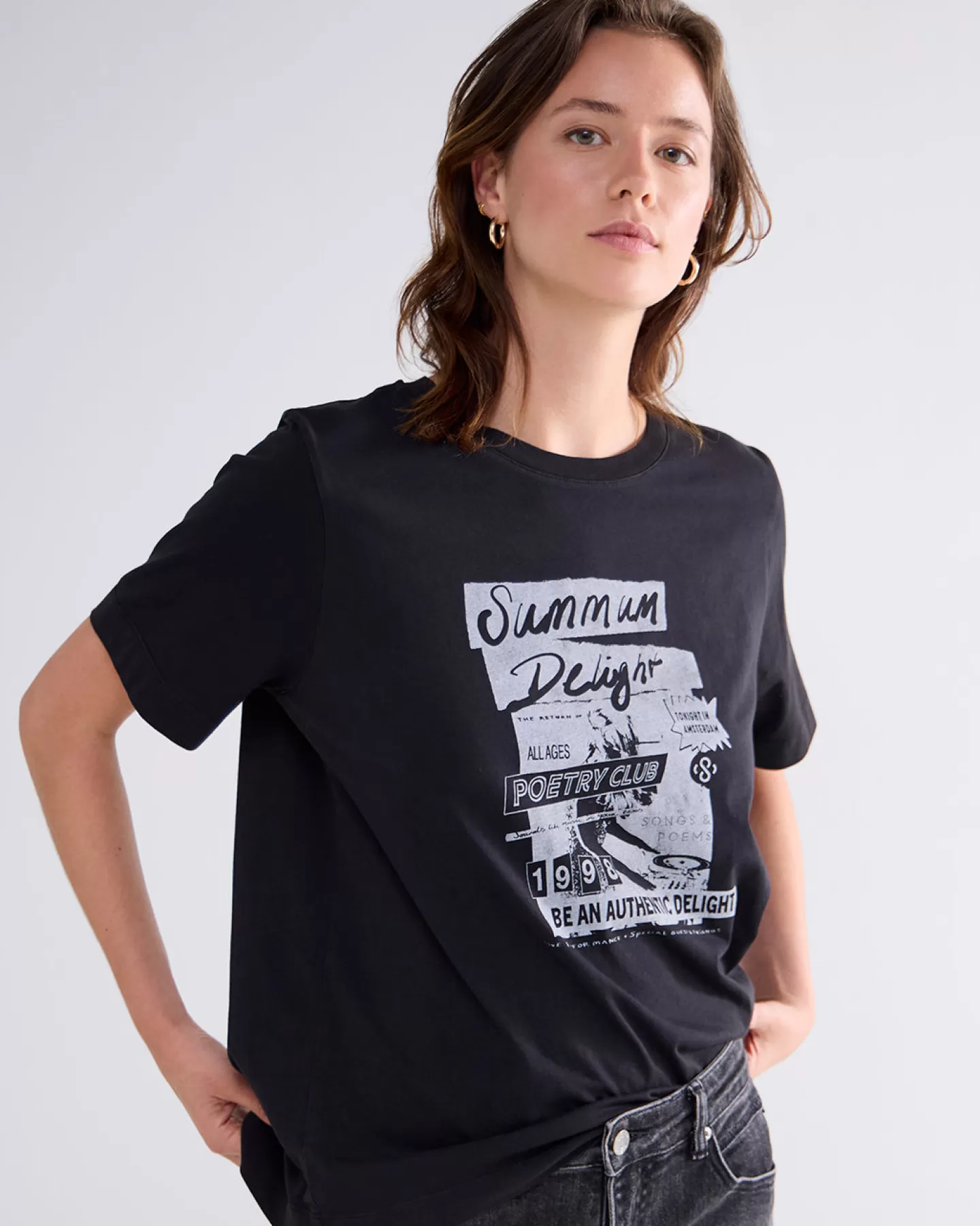 T-Shirts | Tops & T-Shirts>Summum T-shirt Met Tekst Zwart