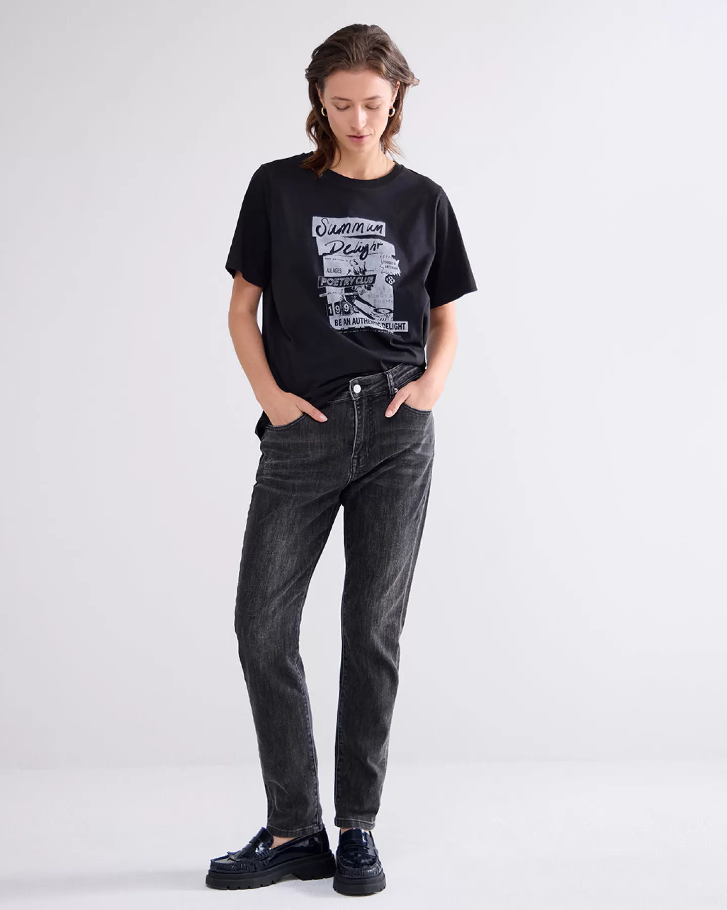 T-Shirts | Tops & T-Shirts>Summum T-shirt Met Tekst Zwart