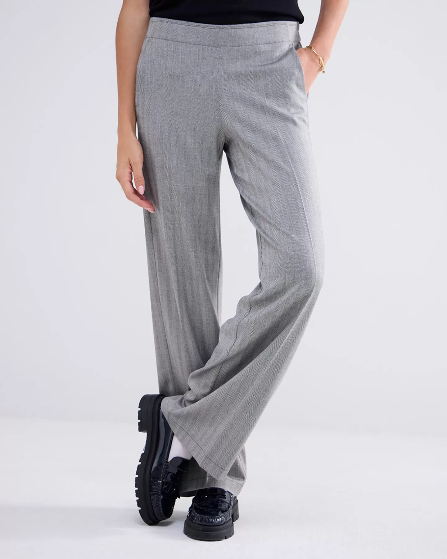 Broeken & Jumpsuits>Summum Wijde Broek Met Elastische Tailleband Zwart